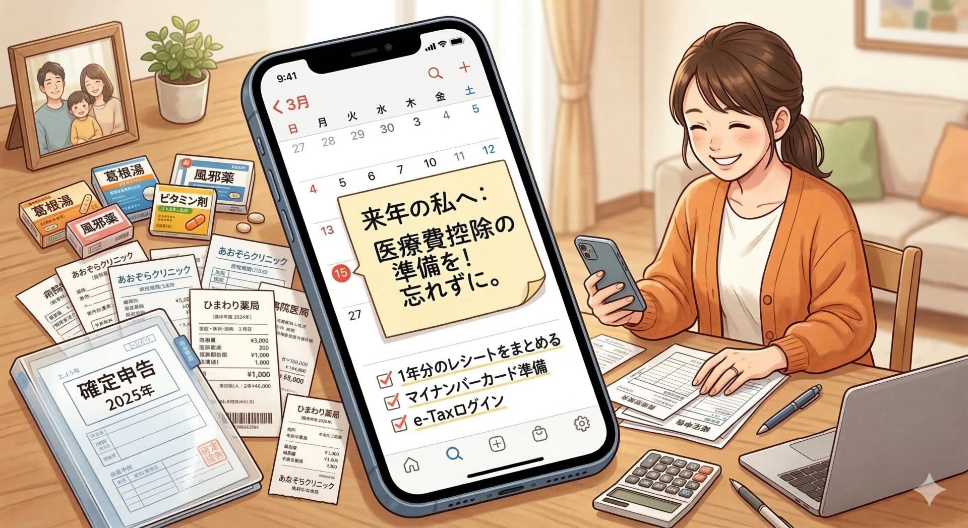 マイナポータル連携の罠！確定申告で家族分の医療費控除を1円も損しないやり方とカレンダーメモ術